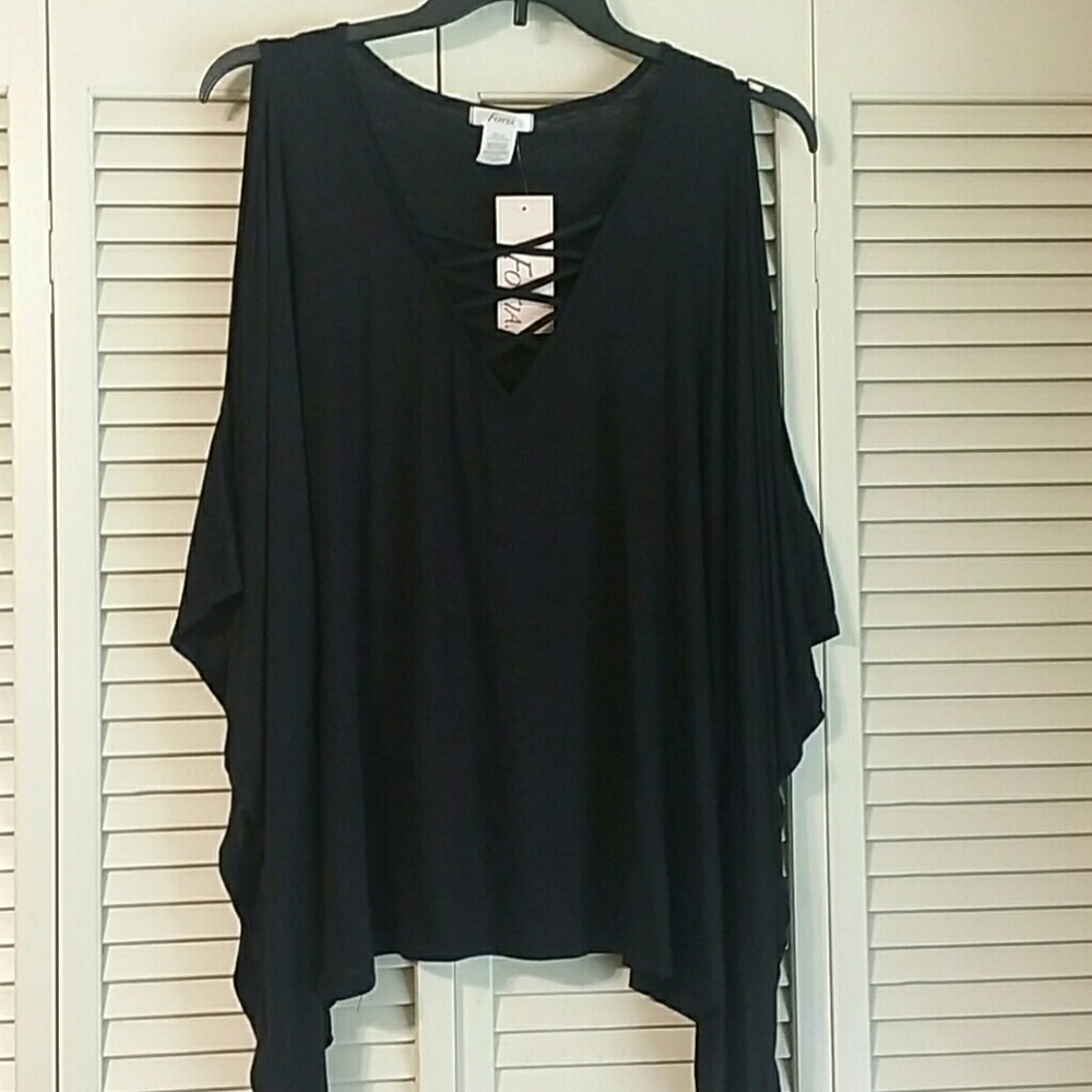 Fotia Cold Shoulder Poncho Style blouse